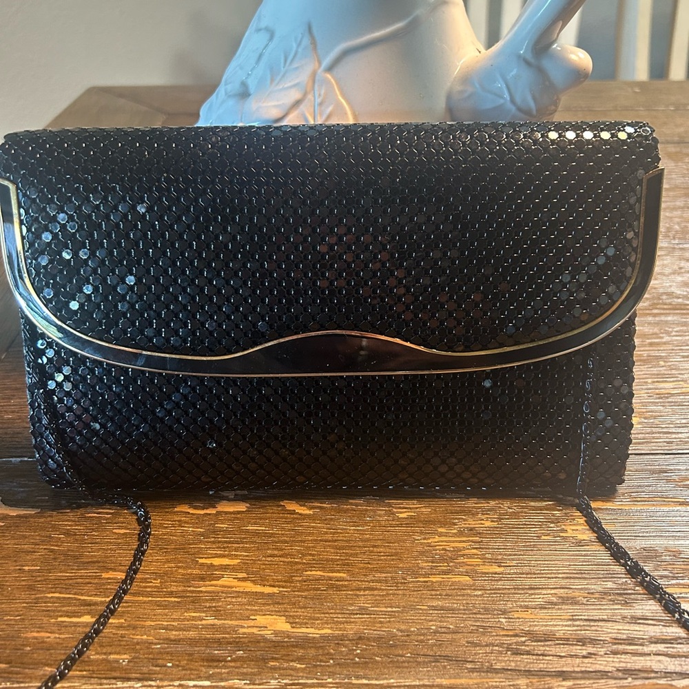 Y & S Original black sequin and gold evening bag